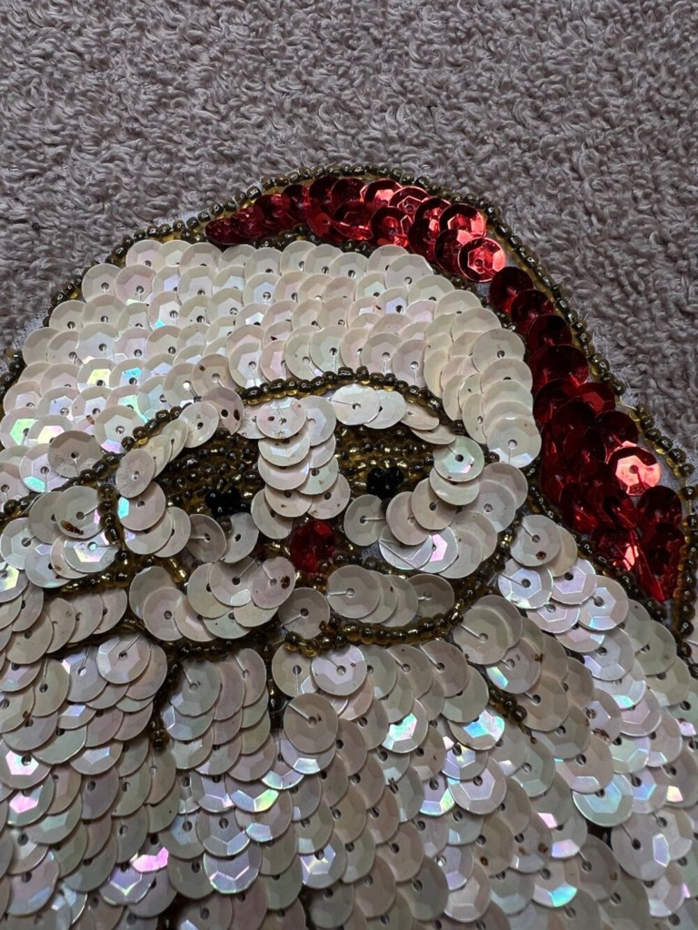 Vintage Sequin Santa and Tree Appliqué Brooch Pins Festive Detailing Handmade - Picture 8 of 11